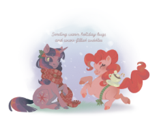 7380154__safe_artist-colon-2bunnyz_imported+from+derpibooru_pinkie+pie_twilight+sparkle_earth+pony_pony_unicorn_chocolate_clothes_cup_drink.png
