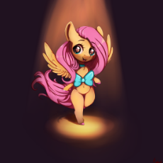 1886240__safe_artist-colon-miokomata_fluttershy_absurd res_belly button_bipedal_bow_cute_female_freckles_mare_pegasus_pony_shyabetes_smiling_solo.png