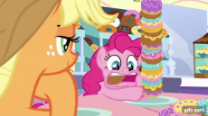 2837298__safe_rainbow+dash_pinkie+pie_applejack_female_pony_mare_pegasus_earth+pony_smiling_screencap_open+mouth_wings_eyes+closed_animated_hat_.gif