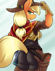 1240464__suggestive_artist-colon-ambris_applejack_anthro_clothes_colored pupils_crossover_female_jesse mccree_mccreejack_overwatch_solo_solo female.png