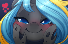 1000812__safe_artist-colon-starshinebeast_oc_oc-colon-echo_oc+only_bedroom+eyes_blushing_changeling_close-dash-up_colored+pupils_cute_cuteling_equestri.jpg