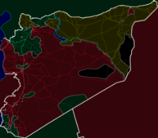 Technicolor Syria Road Map with Frontlines.png