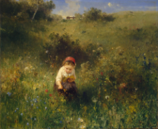 Ludwig Knaus (1829-1910) Girl in a Field - oil on canvas 1857.jpg