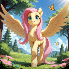 3618993__safe_ai+generated_prompter-colon-eidolon_fluttershy_butterfly_insect_pegasus_pony_g4_chest+fluff_crepuscular+rays_female_flower_grass_image_lo.png