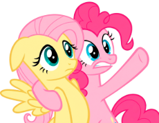 7529792__safe_imported+from+derpibooru_fluttershy_pinkie+pie_earth+pony_pegasus_pony_arm+on+shoulder_floppy+ears_gritted+.png