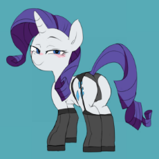 2927130__suggestive_rarity_female_pony_solo_mare_clothes_simple+background_unicorn_smiling_blushing_looking+at+you_solo+female_butt_horn_plot_socks_l.jpg