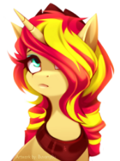 190863__safe_artist-colon-buvanybu_sunset+shimmer+28mlp29_equine_fictional+species_mammal_pony_unicorn_feral_friendship+is+magic_hasbro_my+little+pony_bust_cro.jpg