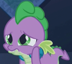 1032453__safe_screencap_spike_the cutie re-dash-mark_animated_dilated pupils_eye shimmer_injured_lip bite_loop_nightmare takeover timeline_pouting_sad_.gif