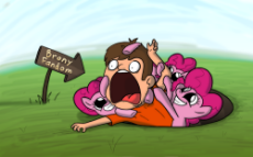 1084325__safe_artist-colon-piemations_pinkie pie_brony_don't forget you're here forever_dragging_human_join the herd_one of us_pinkie clone_scared_.png