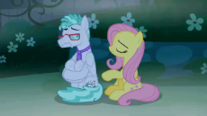 flutter panic 2759484__safe_fluttershy_feather+flatterfly_female_pony_mare_male_pegasus_screencap_open+mouth_wings_stallion_duo_animated_sitting_glasses_spread+win.gif