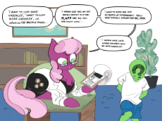 7052190__safe_artist-colon-ponny_imported+from+derpibooru_cheerilee_oc_oc-colon-anon_earth+pony_human_pony_awkward_child_clipboard_clothes_colored_dress_glasses.png