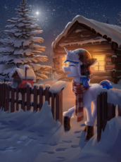 2752211__safe_pony_solo_oc_oc+only_clothes_unicorn_commission_high+res_tree_night_ych+result_scarf_stars_snow_winter_fence_winter+outfit_strip.jpg