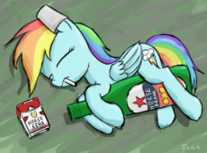 853034__safe_artist-colon-mrtankhill_alcohol_booze_cigarette_derpibooru+import_food_rainbow+dash_sleeping_solo.png