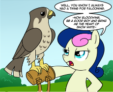1140631__safe_artist-colon-madmax_edit_bon bon_sweetie drops_cropped_dialogue_earth pony_falcon_falconry_lidded eyes_open mouth_pet_pony_solo.png