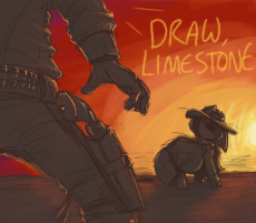 2884319__safe_artist-colon-t72b_derpibooru+import_limestone+pie_oc_oc-colon-anon_earth+pony_human_pony_backlighting_bullet_clothes_cowboy_cowboy+hat_du.png