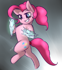 1285424__safe_artist-colon-captainpudgemuffin_pinkie pie_4chan_bipedal_crystal_drawthread_earth pony magic_gauntlet_pony_smiling_solo.png