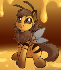1631280__safe_artist-colon-sugaryviolet_oc_oc-colon-beeatrice_oc only_antennae_bag_bee_bee pony_chest fluff_cute_fluffy_food_freckles_honey_original sp.png