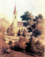 adolf hitler's artwork - kirche mit brücke - (church with a bridge) (1909).jpg