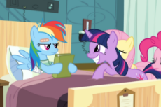 1980117__safe_screencap_fluttershy_pinkie pie_rainbow dash_twilight sparkle_read it and weep_bandage_bed_book_cropped_cute_female_hospital_pony_rainbow.png