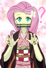 2078560__safe_artist-colon-leone+di+cielo_fluttershy_equestria+girls_g4_anime_bit+gag_clothes_cosplay_costume_demon+slayer_female_gag_kimetsu+no+yaiba_nezuko+ka.png