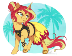 Sunset Shimmer horse form on beach memory thingie.png