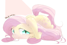 1699541__safe_artist-colon-tohupo_fluttershy_abstract background_ass up_cute_female_hoof on head_looking at you_mare_pegasus_pony_shyabetes_simple back.png