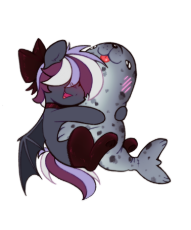 7488664__safe_alternate+version_artist-colon-flixanoa_imported+from+derpibooru_oc_oc+only_bat+pony_pony_seal_alternate+character_blushing_bow_choker_clothes_com.png