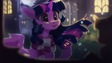 2216038__safe_twilight+sparkle_solo_female_pony_clothes_alicorn_open+mouth_twilight+sparkle+(alicorn)_traditional+art_magic_telekinesis_scarf_sno.png