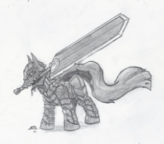 811563__semi-dash-grimdark_solo_simple+background_monochrome_traditional+art_white+background_ponified_grayscale_weapon_armor_black+a.jpeg