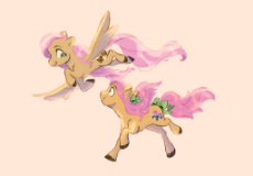 6977263__safe_artist-colon-nightprince-dash-art_imported+from+derpibooru_fluttershy_posey_earth+pony_pegasus_pony_alternate+cutie+mark_bow.png