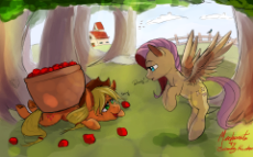 1263543__safe_artist-colon-miokomata_applejack_fluttershy_apple_basket_clumsy_duo_farm_fruit_heavy_open mouth_request_requested art_signature_sweet app.png