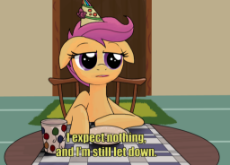 322552__artist+needed_safe_scootaloo_balloon_birthday_caption_dead+stare_depressed_disappointed_hat_i+expect+nothing+and+i'm+still+let+down_lonely_ma.png