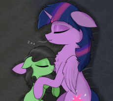[Anonfilly] [Twilight] Snuggling with mommy (Dark Version).png