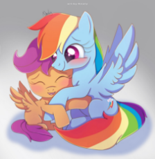 7131564__safe_artist-colon-nnaly_imported+from+derpibooru_rainbow+dash_scootaloo_pegasus_pony_backwards+cutie+mark_blank+flank_blushing_cute_cutealoo_dashabetes.jpg