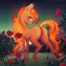 1784241__explicit_artist-colon-lunarlacepony_oc_ass_color_female_fire_flower_garden_hooves_nudity_outdoors_rose_solo_tail_vulva_ych result.jpeg
