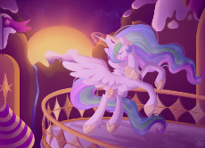 1236216__safe_solo_princess+celestia_eyes+closed_flying_crepuscular+rays_balcony_sunrise_artist-colon-squididdle.png