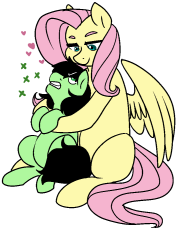 fluttermom and grumpy filly.png