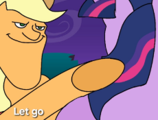 7134217__safe_artist-colon-anonymous_imported+from+derpibooru_applejack_twilight+sparkle_earth+pony_unicorn_friendship+is+magic_akakichi+no+eleven_cliff_hoof+on.jpg