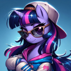 6883074__safe_imported+from+derpibooru_twilight+sparkle_ai+content_ai+generated_clothes_cool_generator-colon-dall-dash-e+3_hat_jacket_looking+at+you_solo+focus_.jpg