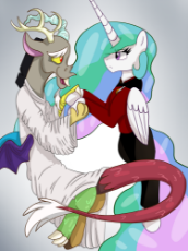 1321209__safe_artist-colon-percy-dash-mcmurphy_discord_princess celestia_celestia is not amused_clothes_dislestia_disqord_floating_holding hooves_jean-.png