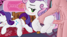 3258807__explicit_artist-colon-fluttershyfann80085_rarity_sweetie+belle_human_pony_unicorn_g4_absurd+file+size_aftersex_age+difference_ahegao_anatomically+corre.webm