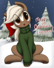 1324263__safe_artist-colon-anearbyanimal_clothes_cute_earth pony_epona_female_frog (hoof)_hat_mare_pine tree_ponified_pony_santa hat_sitt.png