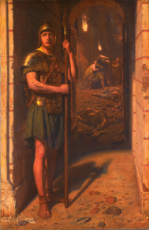 Edward John Poynter (1836-1919)  Faithful unto Death (Soldier at Pompeii) - oil on canvas 1865.jpg
