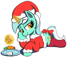 6856936__safe_artist-colon-maretian_lyra+heartstrings_pony_unicorn_bow_carrot_christmas_clothes_cookie_costume_featured+image_female_food_hat_holiday_l-dot-u-do.png