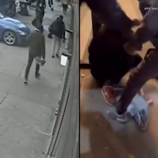 Serial spitter who spits in womens faces in NYC gets vigilante justice.mp4