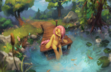 Fluttershy at a pond.png