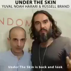 Russell Brand the shill thinks this psychopath Yuval Noah Harari is a beautiful person.mp4