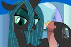 692945__explicit_artist-colon-tiarawhy_queen chrysalis_animated_bedroom eyes_blinking_drool_ear twitch_eyes on the prize_fangs_flash_floppy ears_foresk.gif