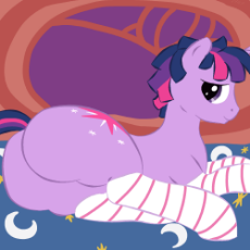 7060793__safe_artist-colon-notawriteranon_imported+from+derpibooru_twilight+sparkle_pony_unicorn_bed_butt_clothes_dusk+shine_horn_lying+down_male_on+bed_on+side.png