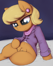 2465305__questionable_ms-dot-+harshwhinny_solo_female_pony_mare_clothes_nudity_earth+pony_nipples_sitting_jewelry_alternate+version_bed_piercing_ear+.png